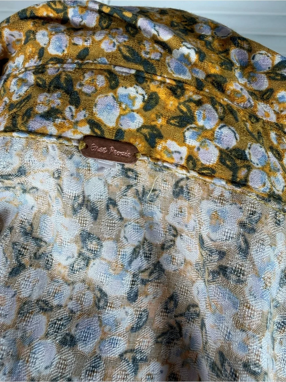 Free People Debbie-Jean Shirtdress Floral Maxi Dress Mustard Yellow Pockets M - Picture 13 of 16